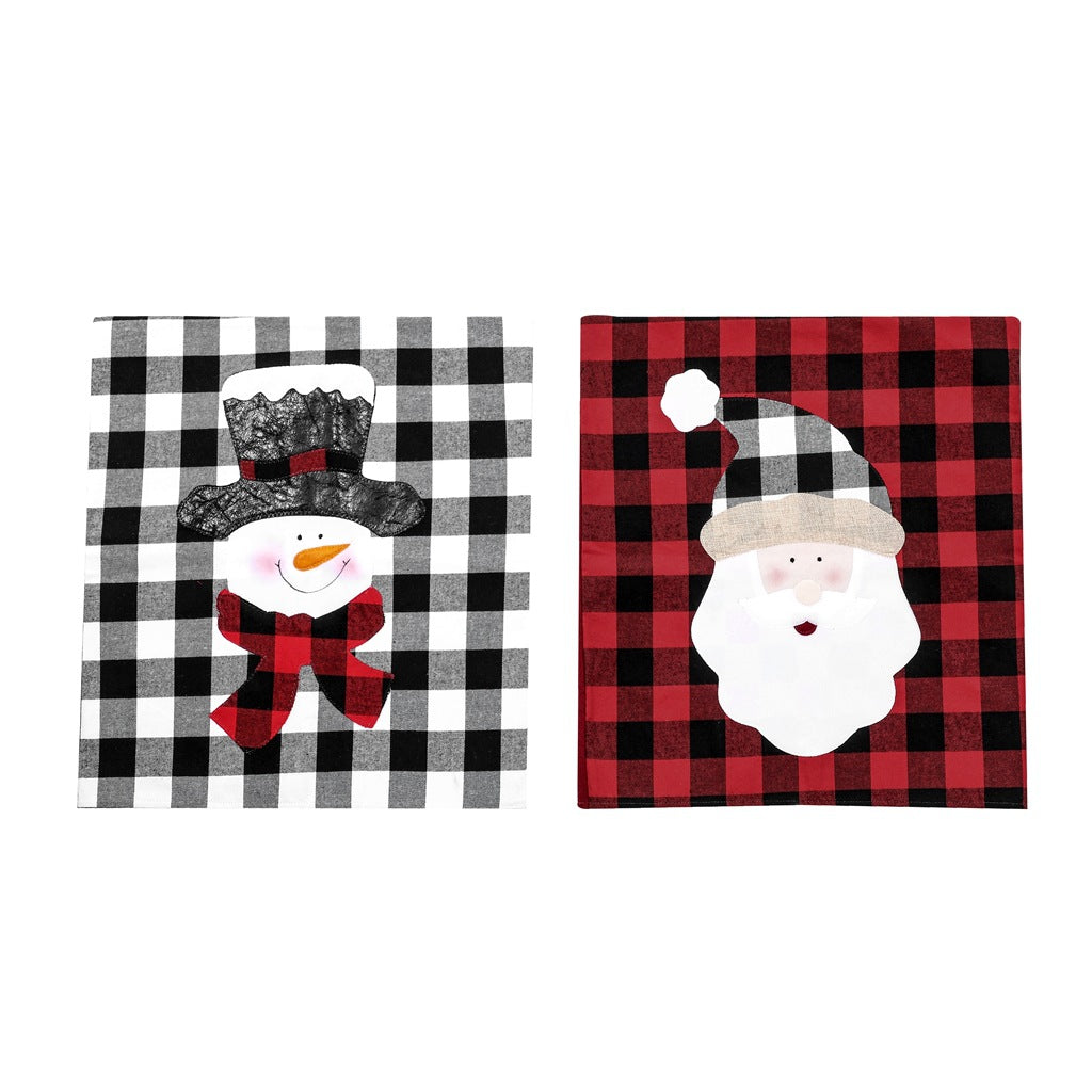 Christmas decorations, red and black checkered elderly snowman chair covers, home decor, restaurants and other decoration items eprolo