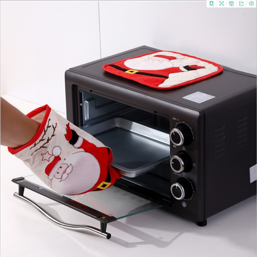 Christmas Microwave Gloves Meal Mat Christmas Home Decor Table Mat Insulation Mat eprolo