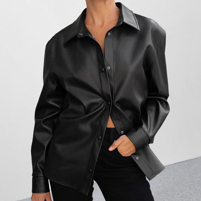 European and American fashion niche loose leather jacket eprolo