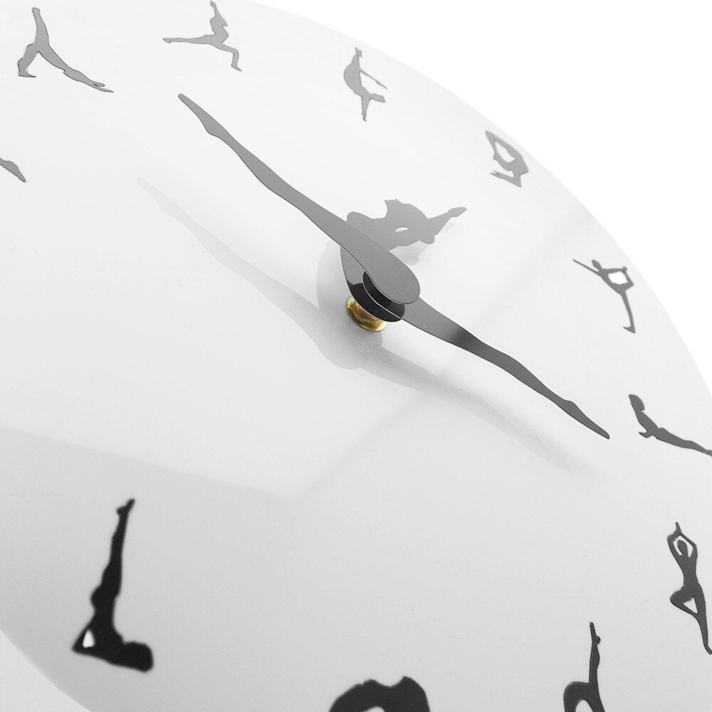 Yoga Postures Wall Clock GYM Fitness Flexible Girl Silent Modern Clock Watch Home Decor Meditation Decor Yoga Studio Relax Gift eprolo