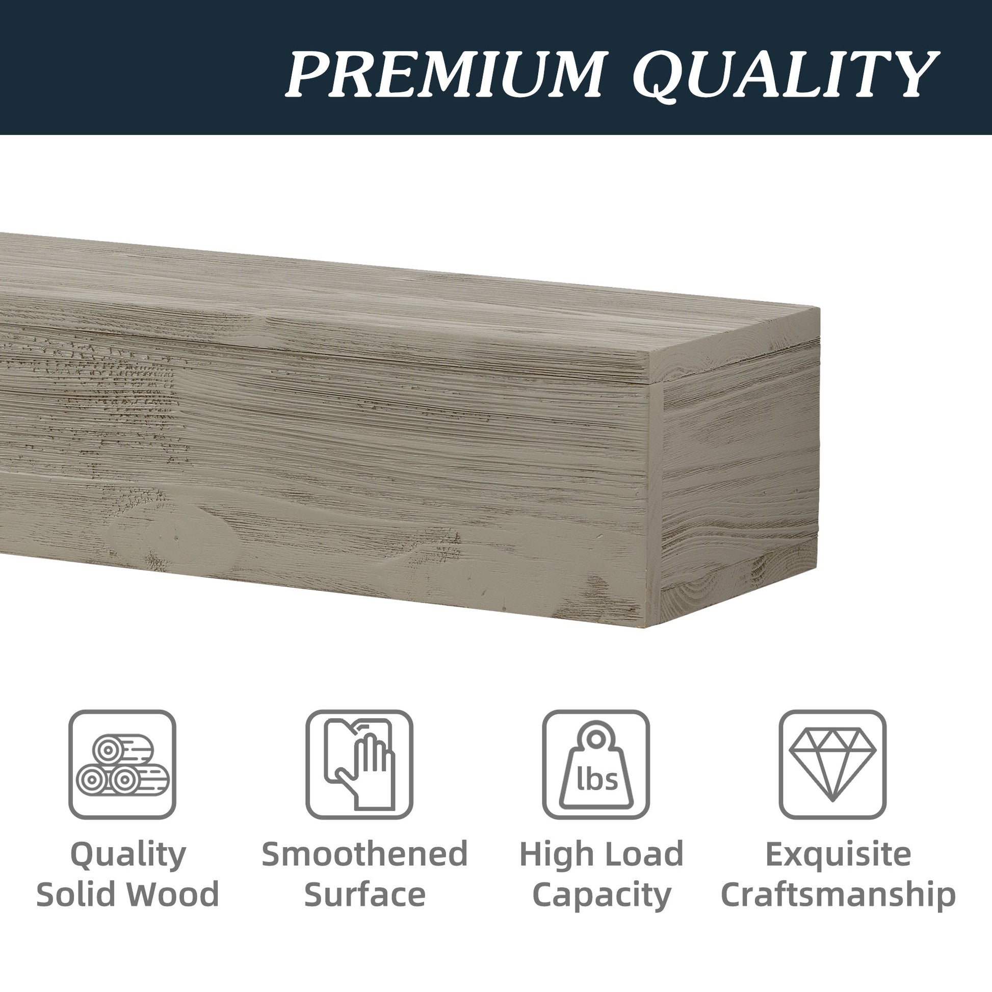 60" Rustic Wood Fireplace Mantel,Wall-Mounted & Floating Shelf for Home Decor grey eprolo