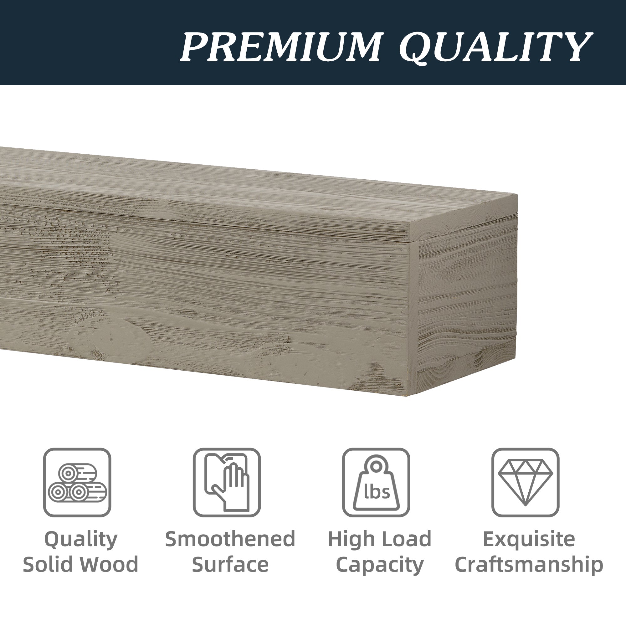 60" Rustic Wood Fireplace Mantel,Wall-Mounted & Floating Shelf for Home Decor grey eprolo