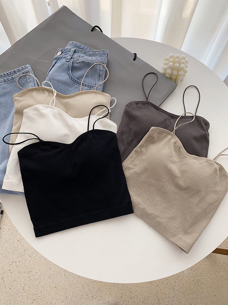 Beauty Back Camisole Tank Tops Women's Summer Wear With Chest Pads Breast Design Sense Niche Tops eprolo