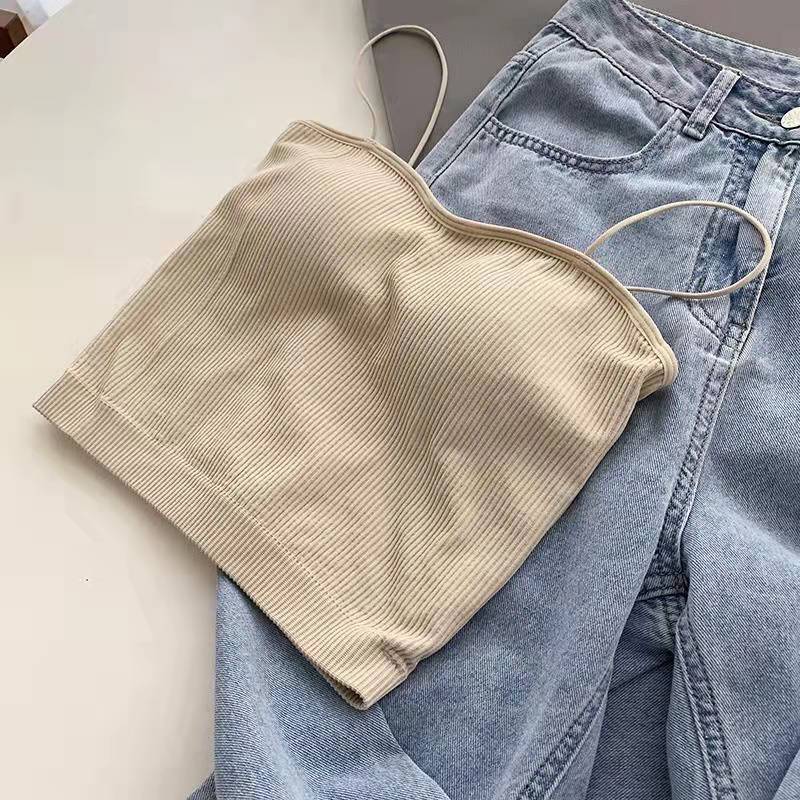 Beauty Back Camisole Tank Tops Women's Summer Wear With Chest Pads Breast Design Sense Niche Tops eprolo