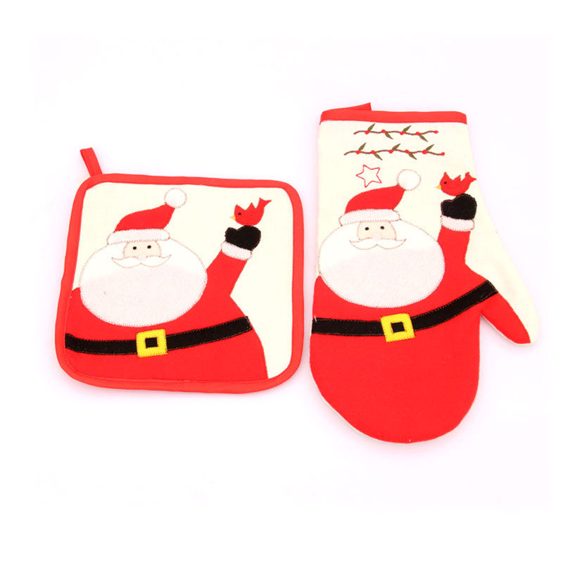 Christmas Microwave Gloves Meal Mat Christmas Home Decor Table Mat Insulation Mat eprolo