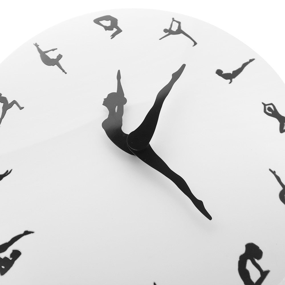 Yoga Postures Wall Clock GYM Fitness Flexible Girl Silent Modern Clock Watch Home Decor Meditation Decor Yoga Studio Relax Gift eprolo