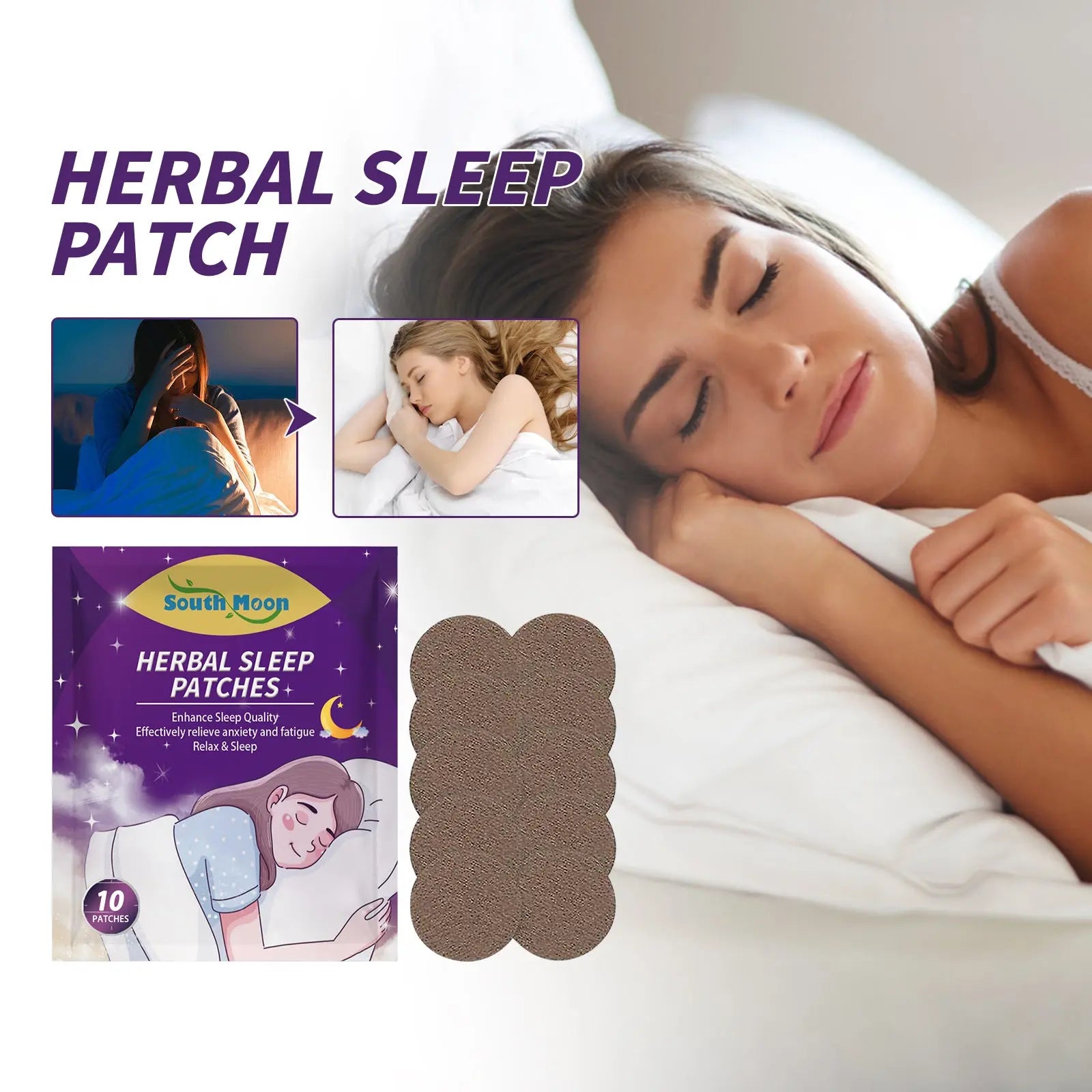 Herbal Sleep Patch, Care For Sleep, Relax And Relieve Body Pressure Body Health Care Point Patch eprolo