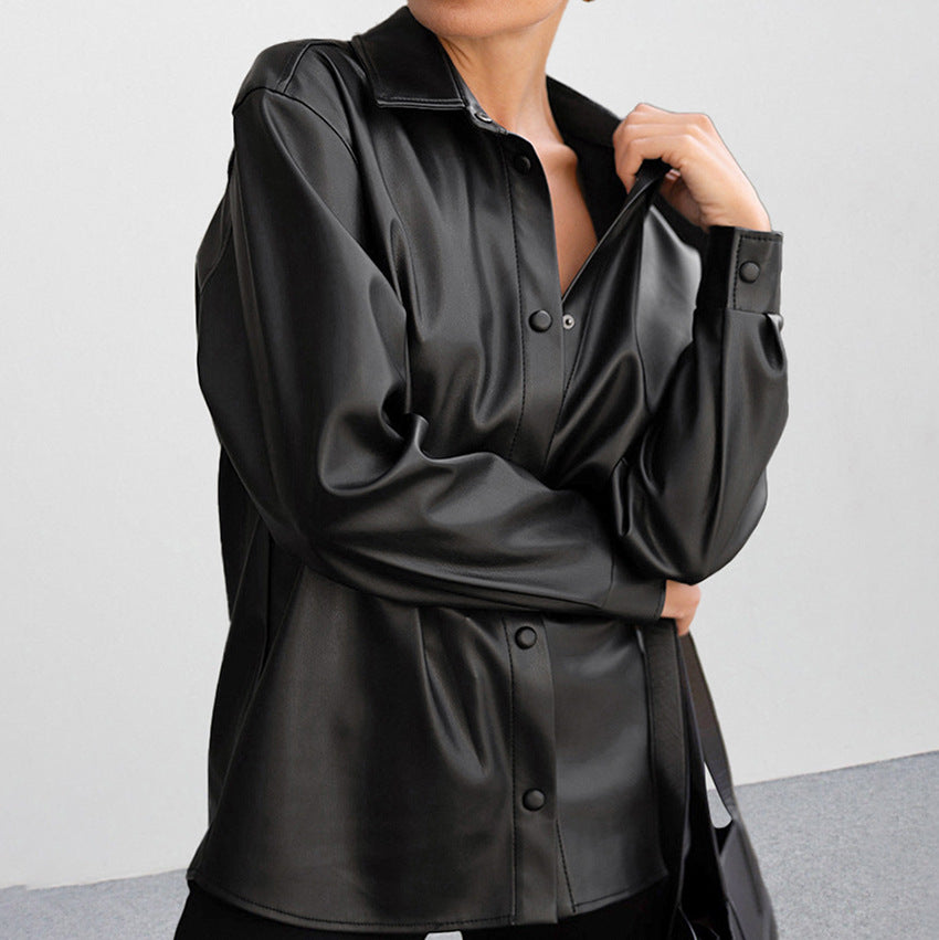 European and American fashion niche loose leather jacket eprolo