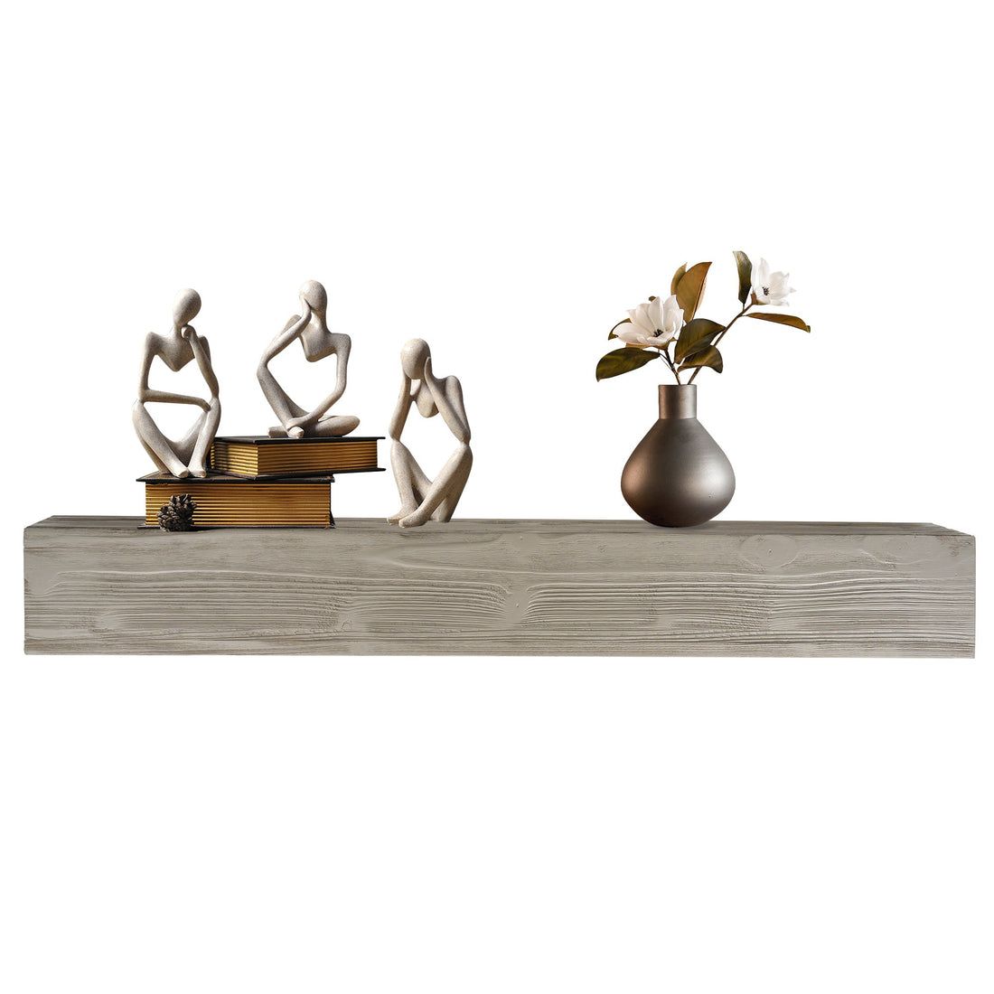 60" Rustic Wood Fireplace Mantel,Wall-Mounted & Floating Shelf for Home Decor grey eprolo