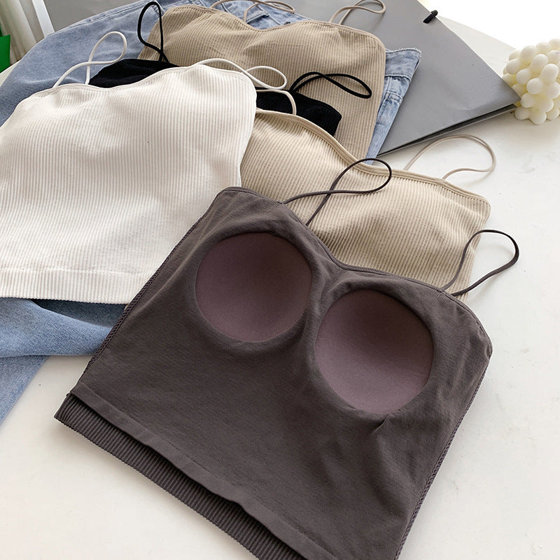 Beauty Back Camisole Tank Tops Women's Summer Wear With Chest Pads Breast Design Sense Niche Tops eprolo