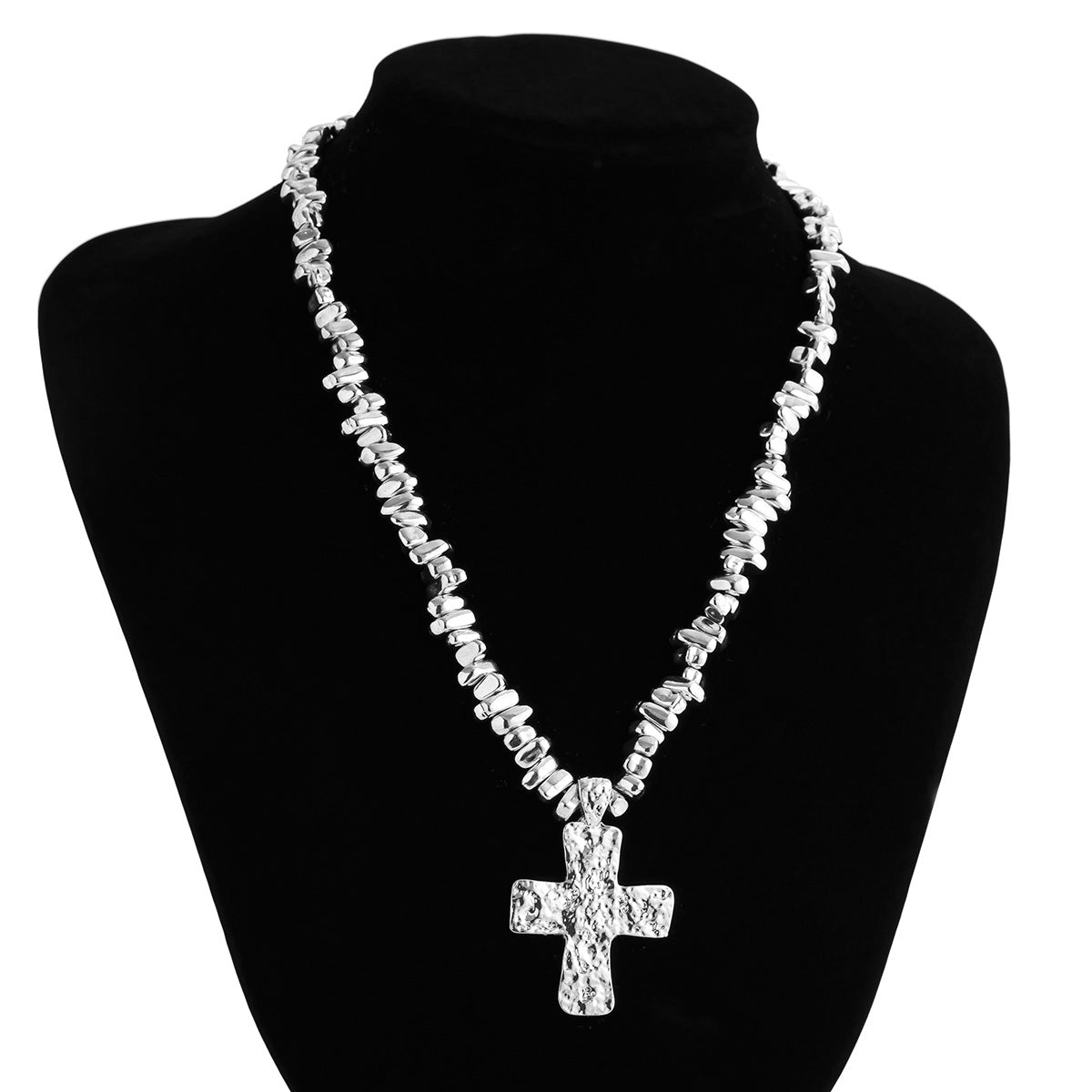 European and American hip-hop niche alien bead necklace, men's fashion cross pendant, collarbone chain, men's accessories eprolo