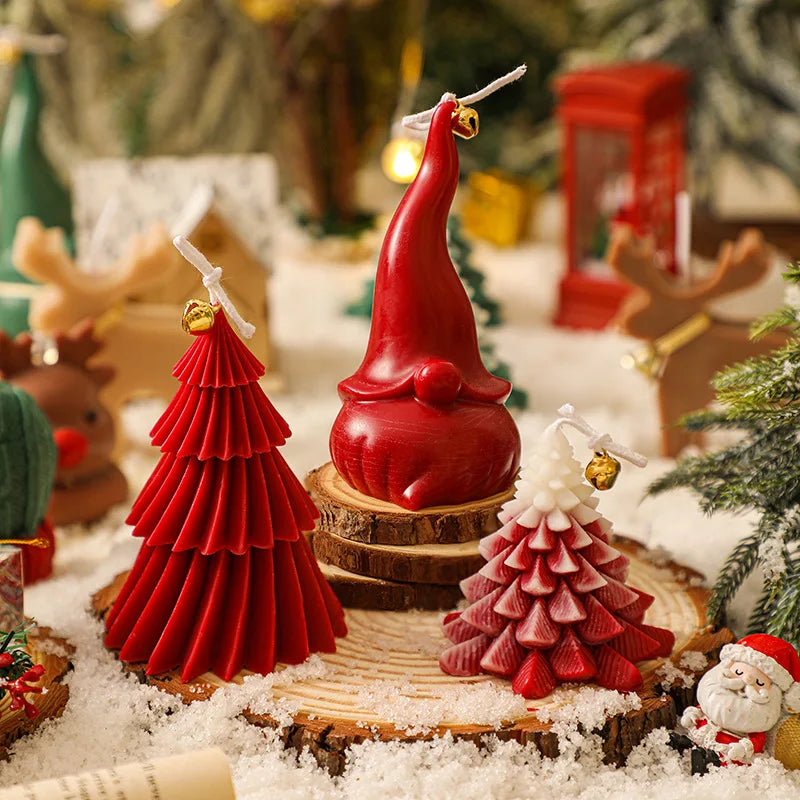 Cute Christmas Tree Candles Novelty Christmas Gifts Mini Wax Candle Red Green Scented Candles for Home Decor eprolo