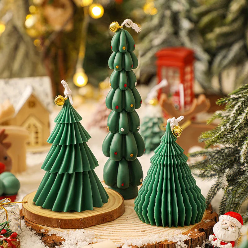 Cute Christmas Tree Candles Novelty Christmas Gifts Mini Wax Candle Red Green Scented Candles for Home Decor eprolo