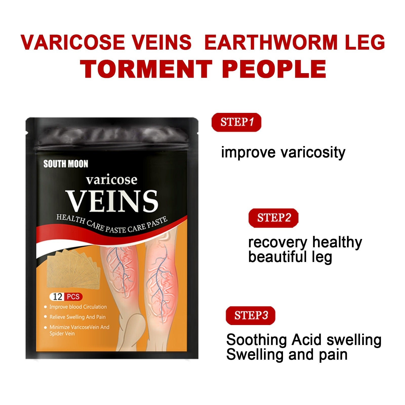Venous health patch relieves varicose blood vessel blockage and protrusions in the feet. Cold compress venous health patch eprolo