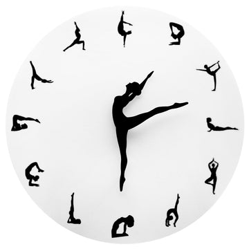 Yoga Postures Wall Clock GYM Fitness Flexible Girl Silent Modern Clock Watch Home Decor Meditation Decor Yoga Studio Relax Gift eprolo