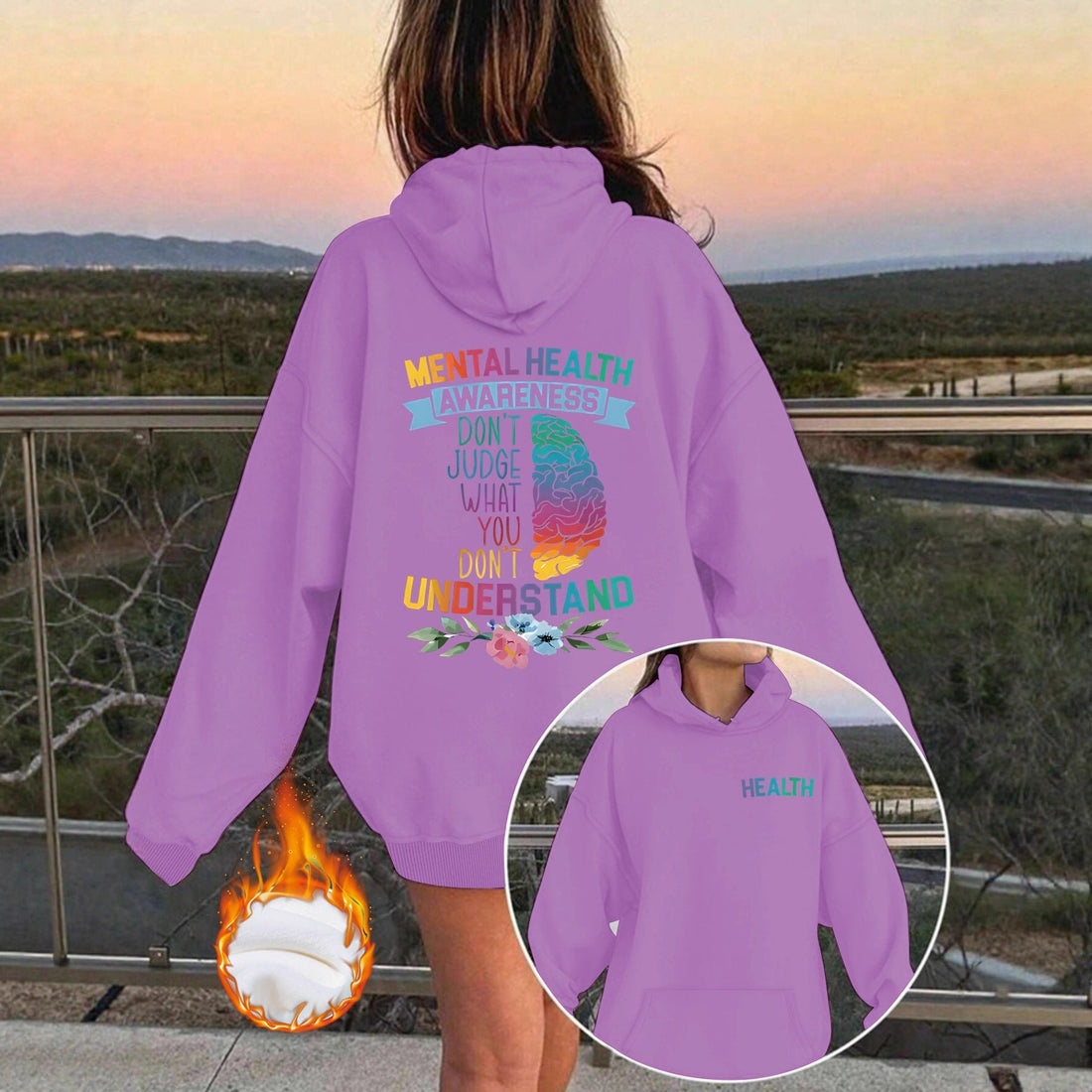 Mental Health Awareness Pattern Printed Hoodie eprolo