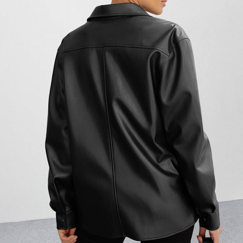 European and American fashion niche loose leather jacket eprolo