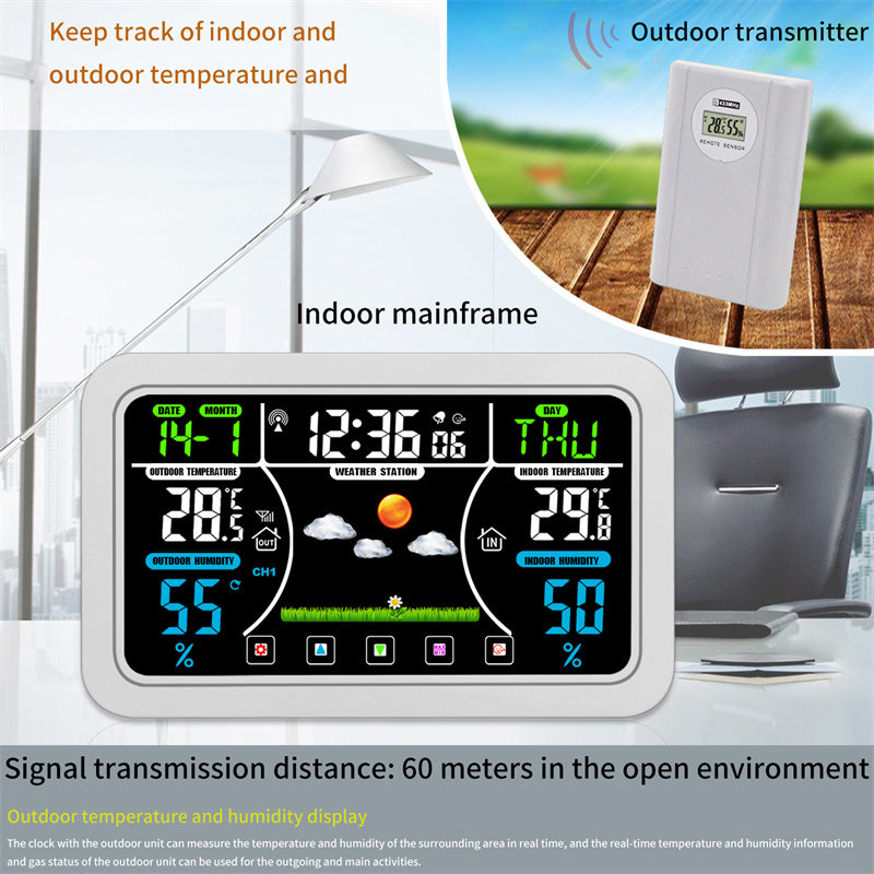 Touch screen weather clock wireless weather forecast clock electronic clock eprolo