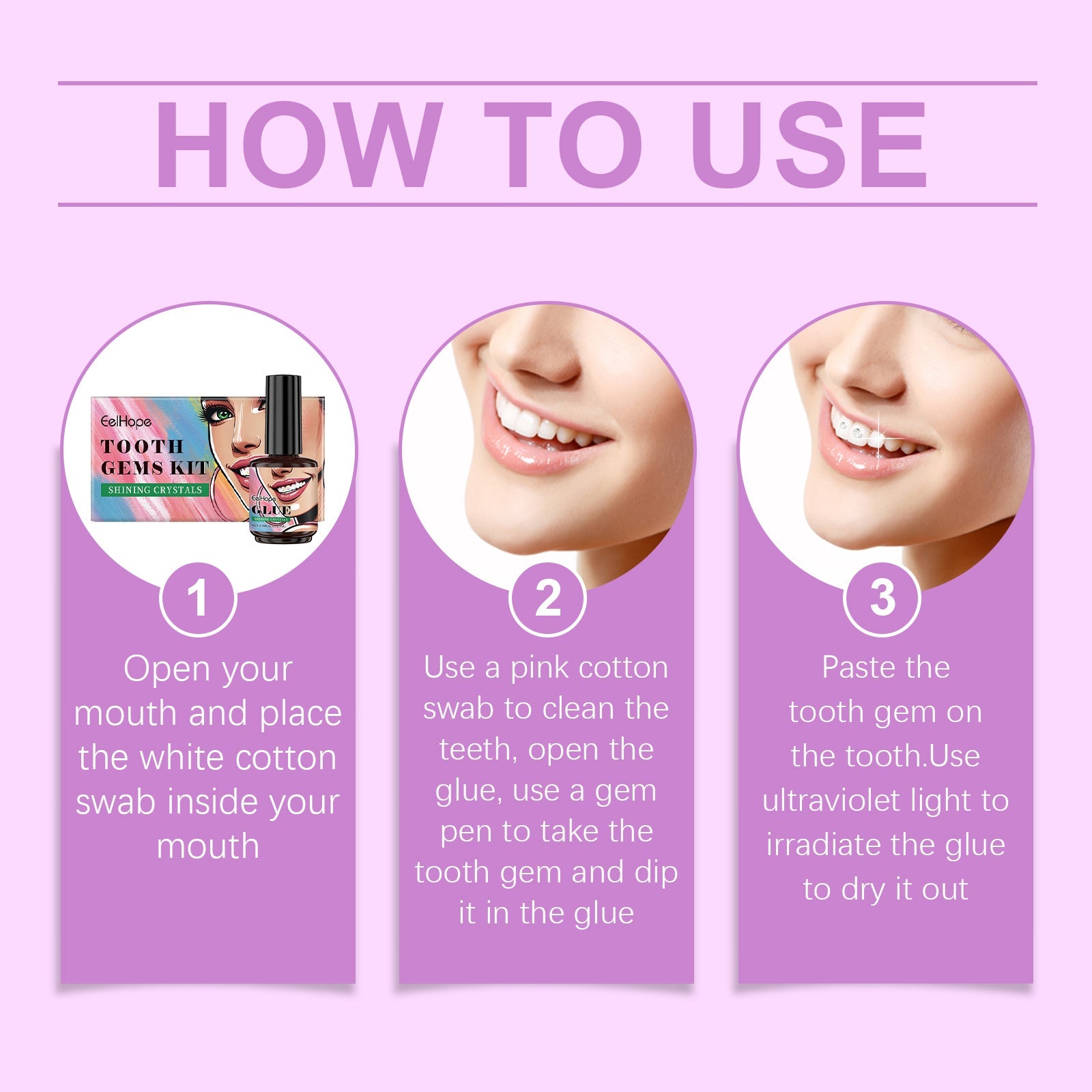 Dental Beauty Set Fashion Beauty Decorative Diamond Combination Personality Sparkle Light Up Smile Style eprolo