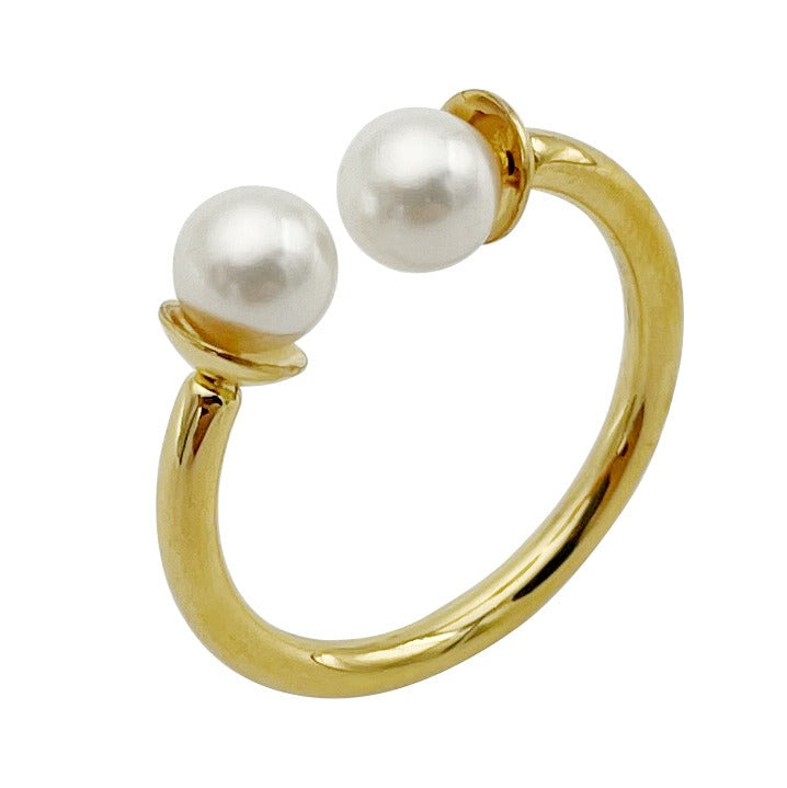 Stainless steel women's niche cold and personalized fashion retro pearl ring eprolo