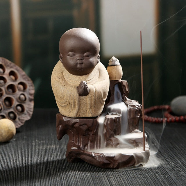 The Little Monk Censer Creative Home Decor Small Buddha Incense Holder Backflow Incense Burner Use In Home Office Teahouse eprolo