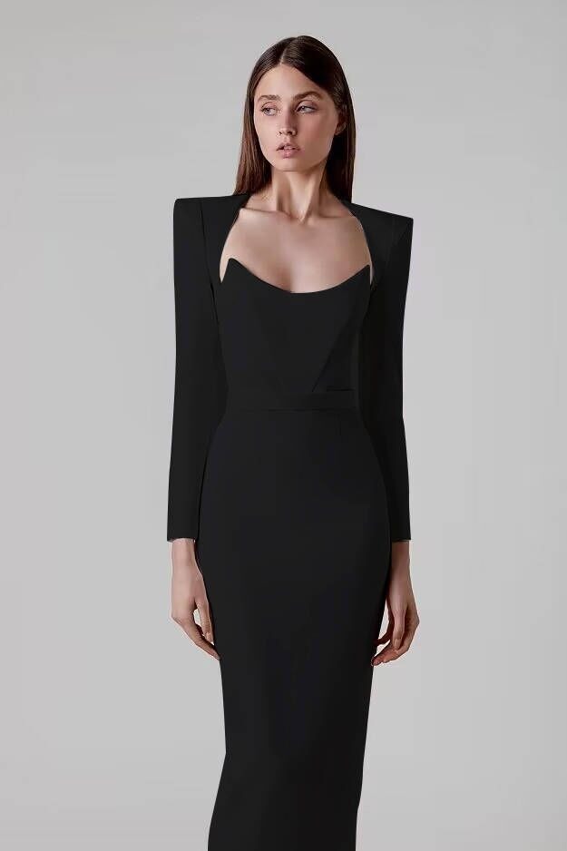 Beauty Fashion Sexy Temperament Simple Bandage Dress Long Dress eprolo