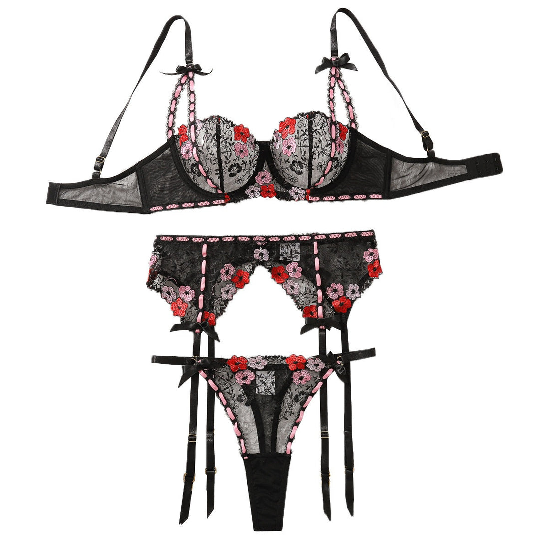 Sexy lingerie set with embroidered flowers eprolo