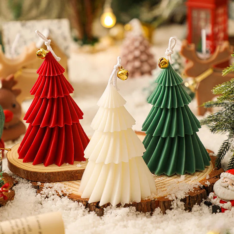 Cute Christmas Tree Candles Novelty Christmas Gifts Mini Wax Candle Red Green Scented Candles for Home Decor eprolo