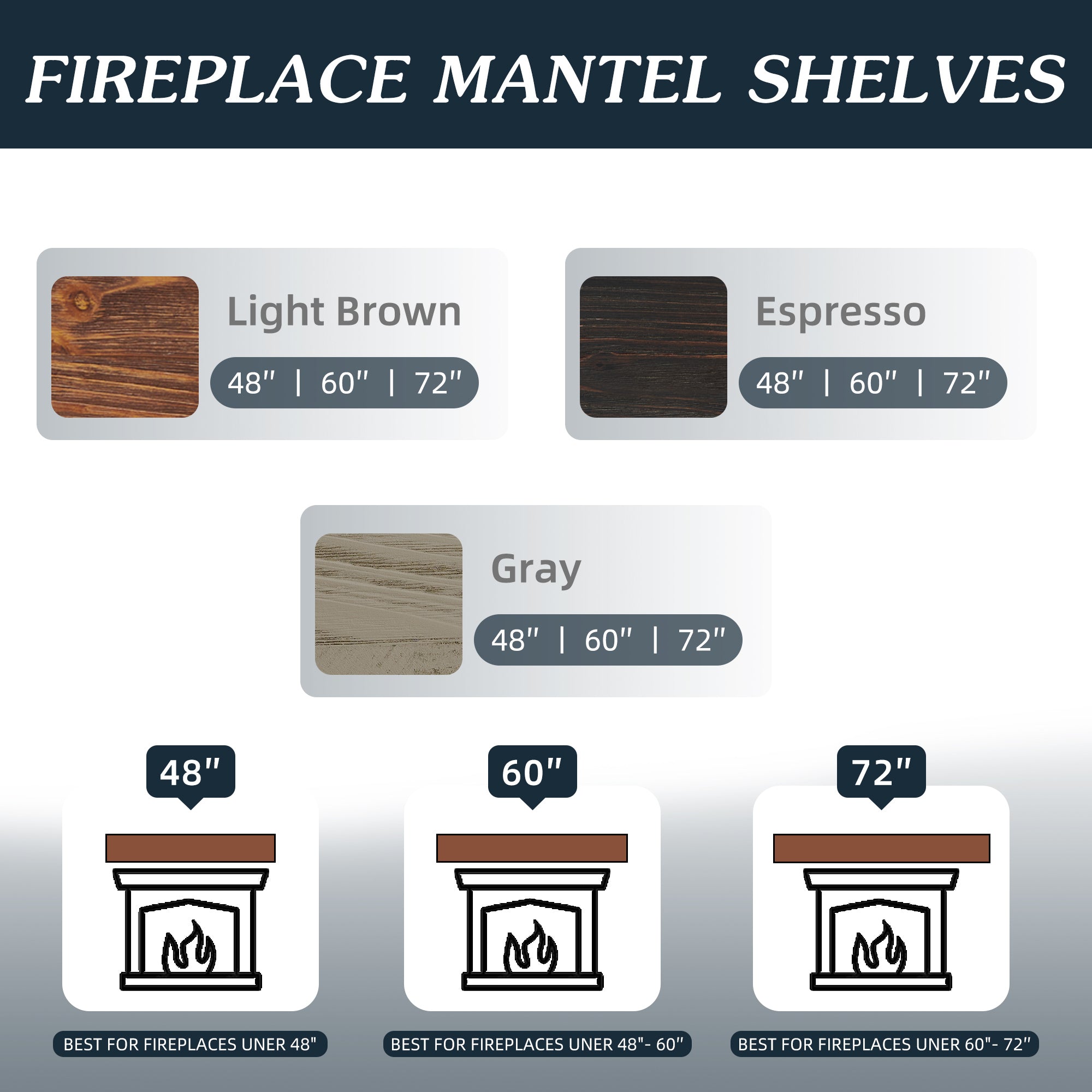 60" Rustic Wood Fireplace Mantel,Wall-Mounted & Floating Shelf for Home Decor grey eprolo