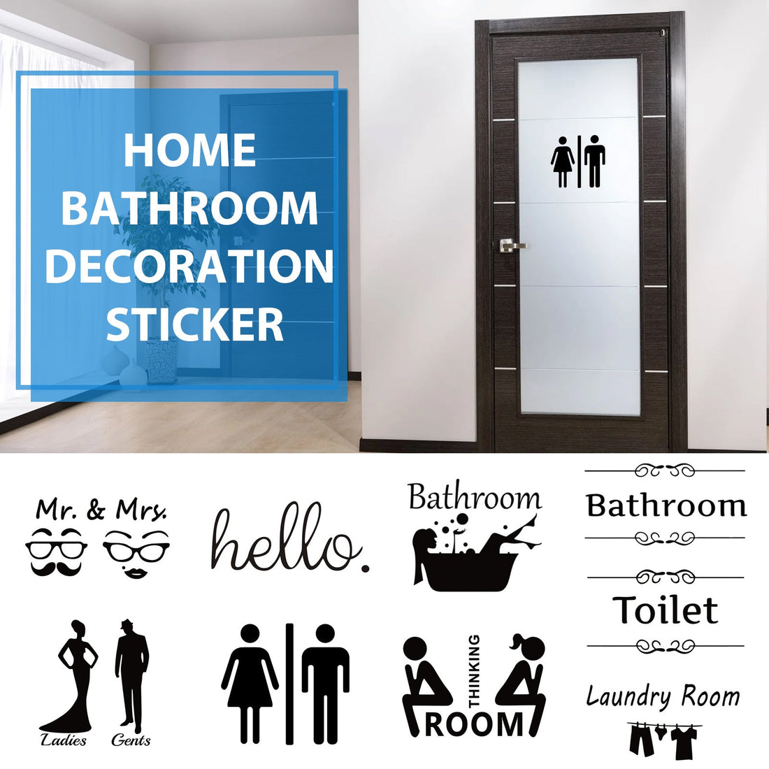 Home Bathroom Decor Wall Stickers Art Stickers Creative Home Decor Bathroom Cute Door Stickers eprolo