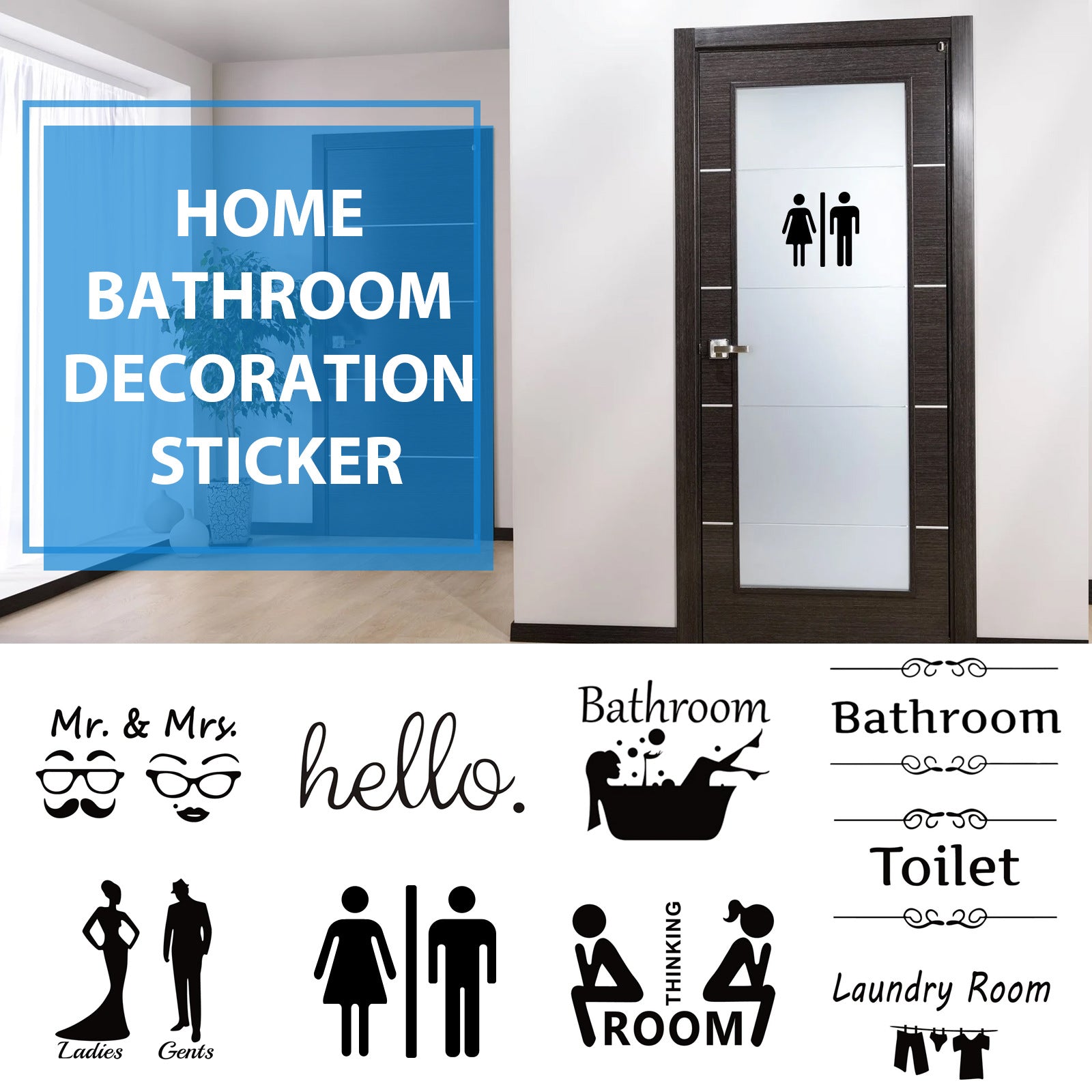 Home Bathroom Decor Wall Stickers Art Stickers Creative Home Decor Bathroom Cute Door Stickers eprolo