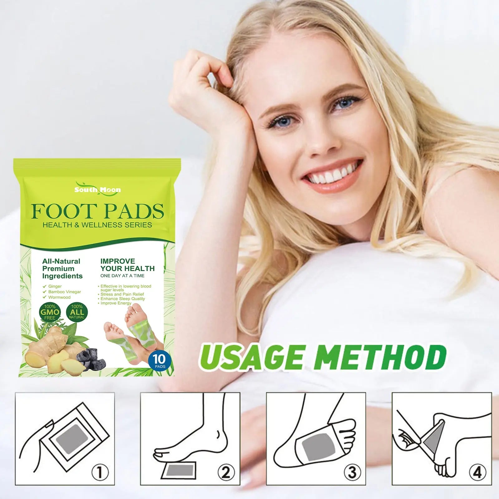 Foot Pads, Foot Massage Ginger Removing Moisture And Cold Body Health Care Foot Pad eprolo