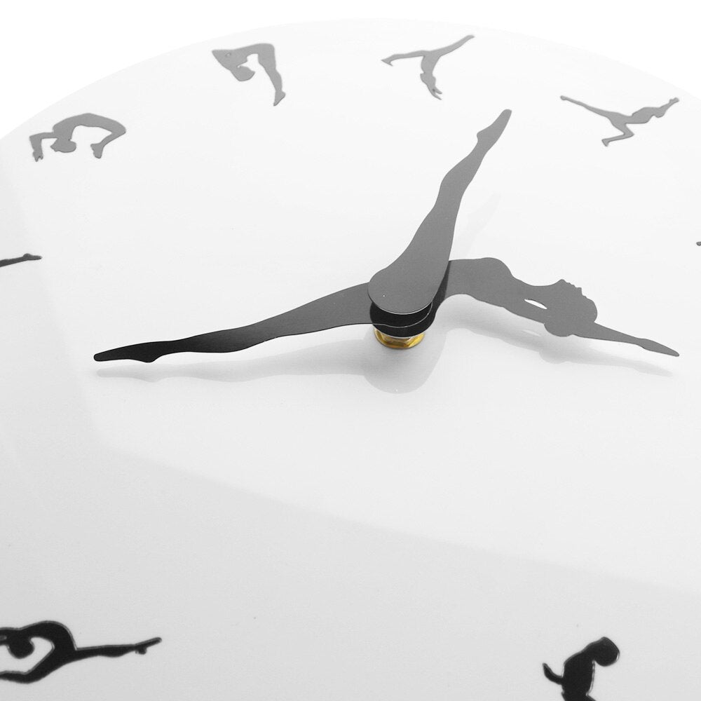 Yoga Postures Wall Clock GYM Fitness Flexible Girl Silent Modern Clock Watch Home Decor Meditation Decor Yoga Studio Relax Gift eprolo