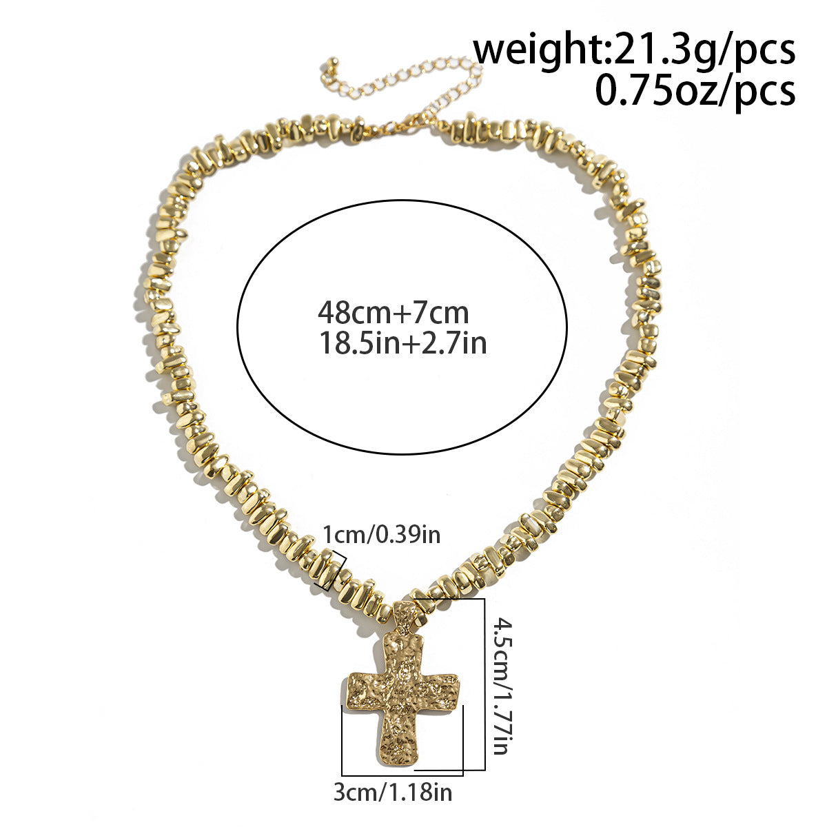 European and American hip-hop niche alien bead necklace, men's fashion cross pendant, collarbone chain, men's accessories eprolo